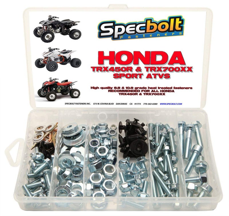 Specbolt Brand 120pc Bolt Kit for Maintenance & Restoration. Fasteners Fit: Honda TRX450R TRX450ER & TRX700XX ATV Quad